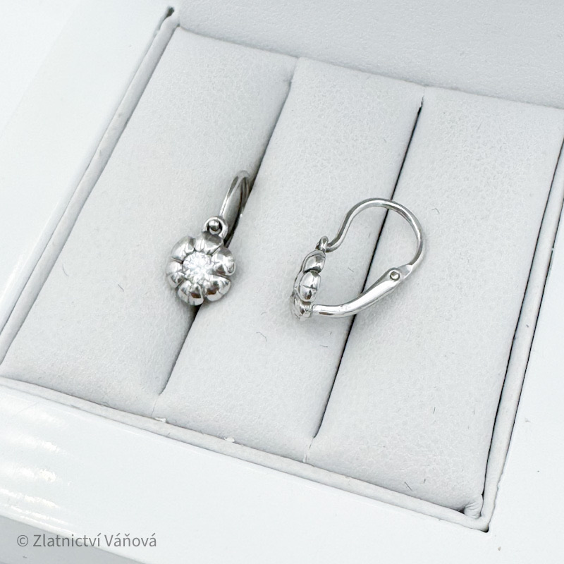 Bílé zlato miminkovské náušnice kytičky